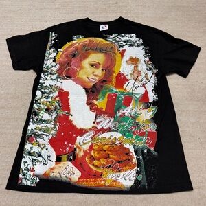 Backstock Co All Over Print Mariah Carey Christmas T-shirt Men's Large Black